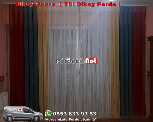 2 Renk Fonlu Tul Dikey Perde Perdeci Net Heryere Perde Hizmeti